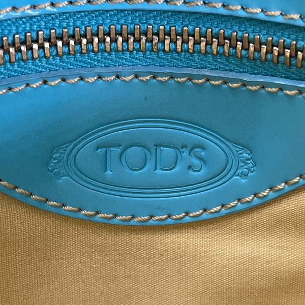 Tod’s Black & Blue Nylon Leather Trim With Silver Turn Lock Crossbody Bag