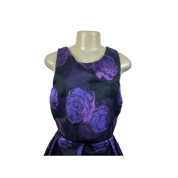 Asos Women’s Purple A-Line Sleeveless Floral Print Evening Dress Sz 12 - New