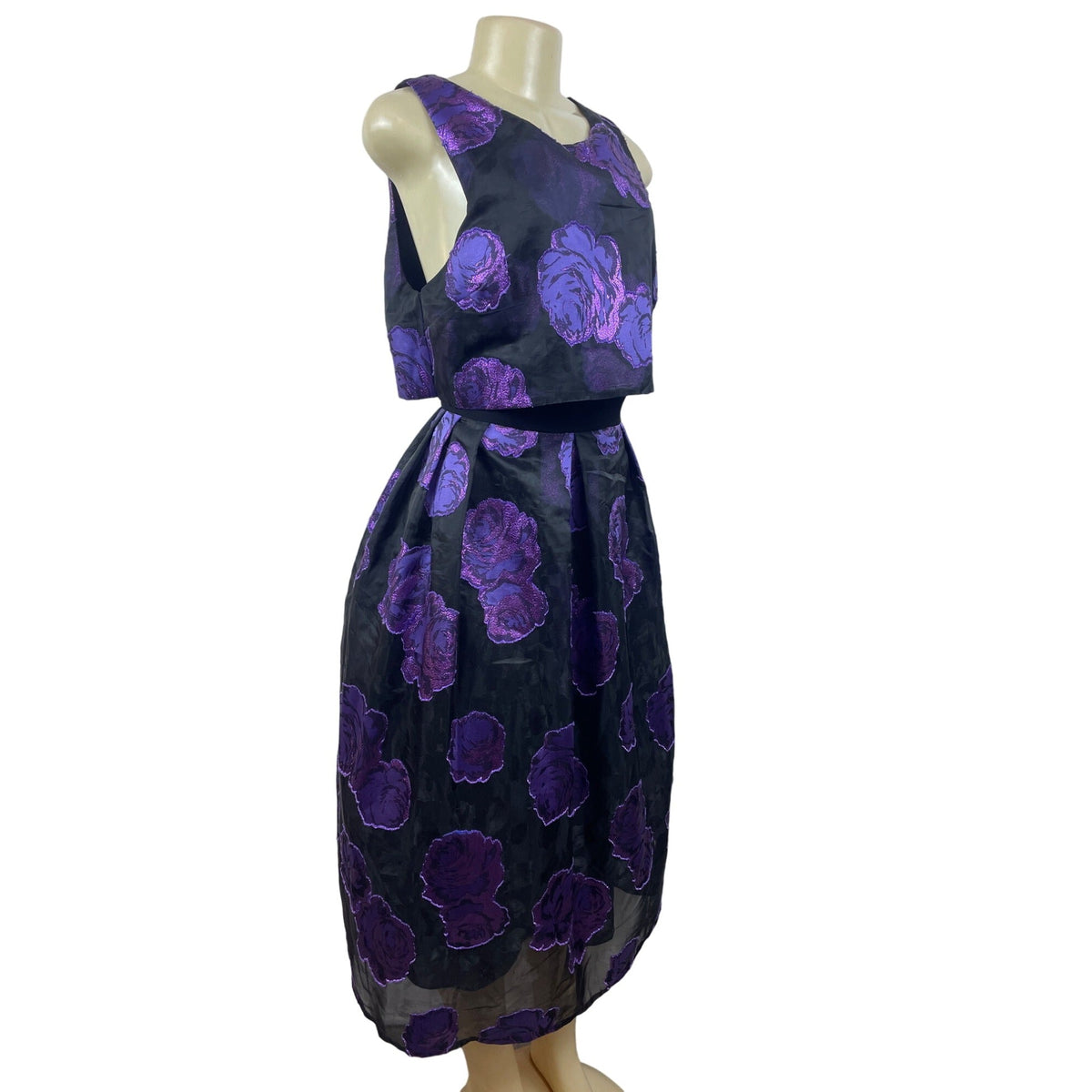 Asos Women’s Purple A-Line Sleeveless Floral Print Evening Dress Sz 12 - New