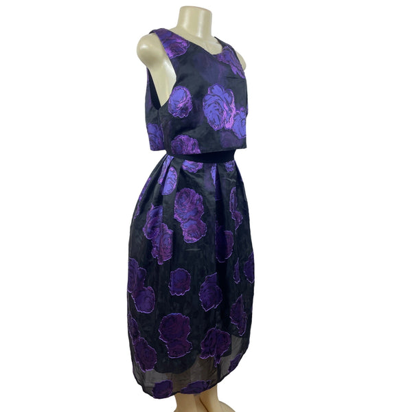 Asos Women’s Purple A-Line Sleeveless Floral Print Evening Dress Sz 12 - New
