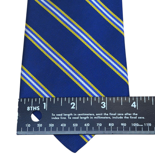 Brooks Brothers Mens Blue Silk Striped Neck Tie Yellow Accents Classic 57" Long