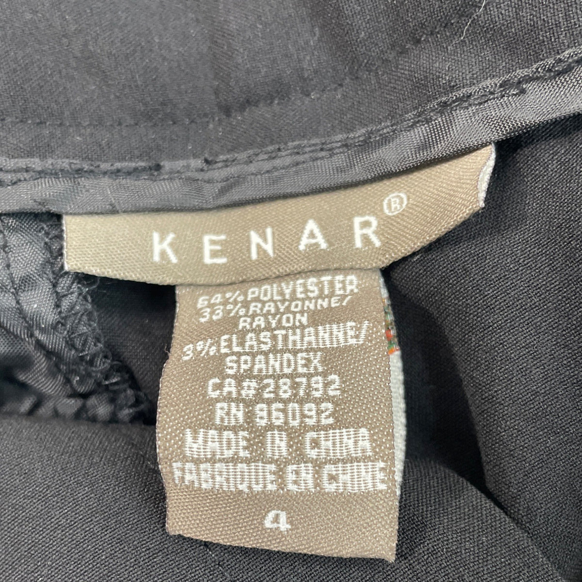 Kenar Womens Black Stretch Cropped Dress Pants Size 4 - New