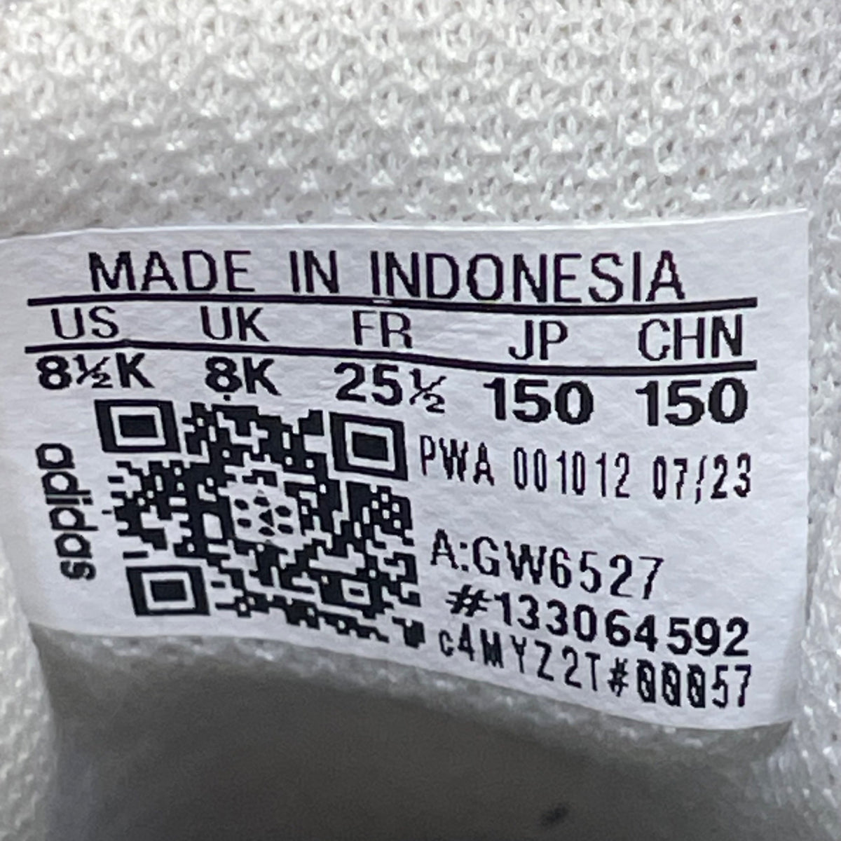 Adidas Kids White/Black Synthetic Adhesive Grand Court 2.0 CF Sneakers Size 8.5K