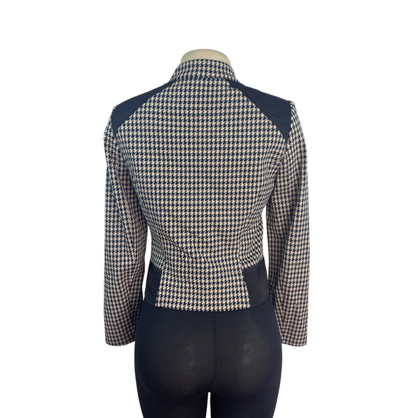 White House Black Market Houndstooth Pattern Womens Zip-Up Jacket Size 4