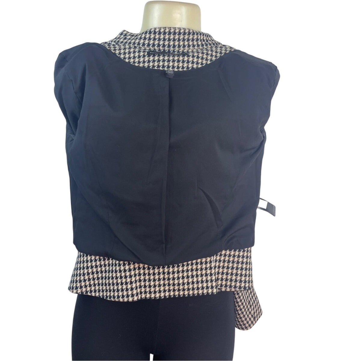 White House Black Market Houndstooth Pattern Womens Zip-Up Jacket Size 4
