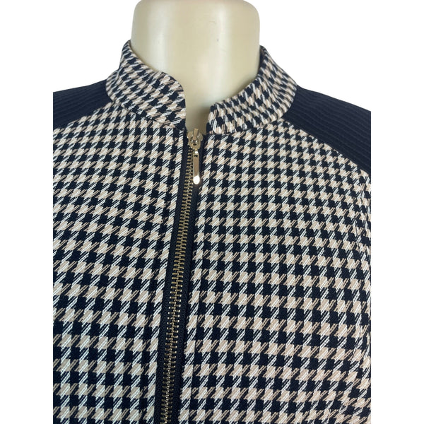 White House Black Market Houndstooth Pattern Womens Zip-Up Jacket Size 4