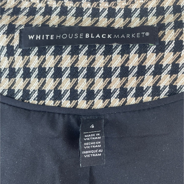 White House Black Market Houndstooth Pattern Womens Zip-Up Jacket Size 4