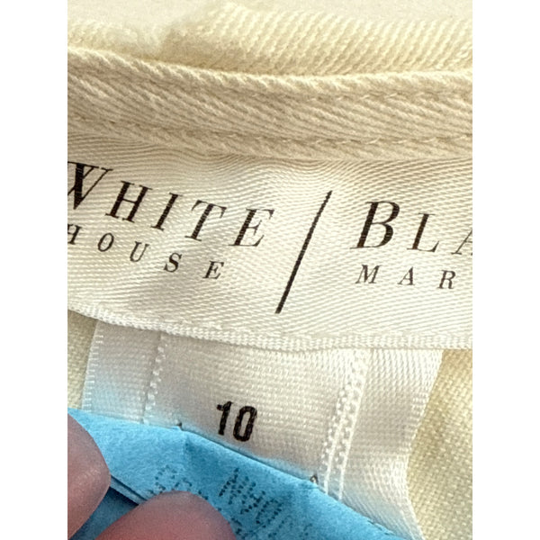 White House Black Market Womens Ivory Cotton A-Line Embroidered Detail Skirt Size 10