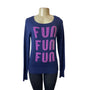 Arizona Jean Women's Navy Blue Fun x3 Graph Log Sleeve Sweatshirt Sz L- NWT