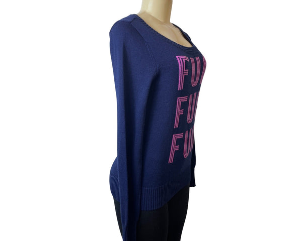 Arizona Jean Women's Navy Blue Fun x3 Graph Log Sleeve Sweatshirt Sz L- NWT