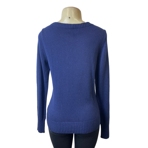 Arizona Jean Women's Navy Blue Fun x3 Graph Log Sleeve Sweatshirt Sz L- NWT
