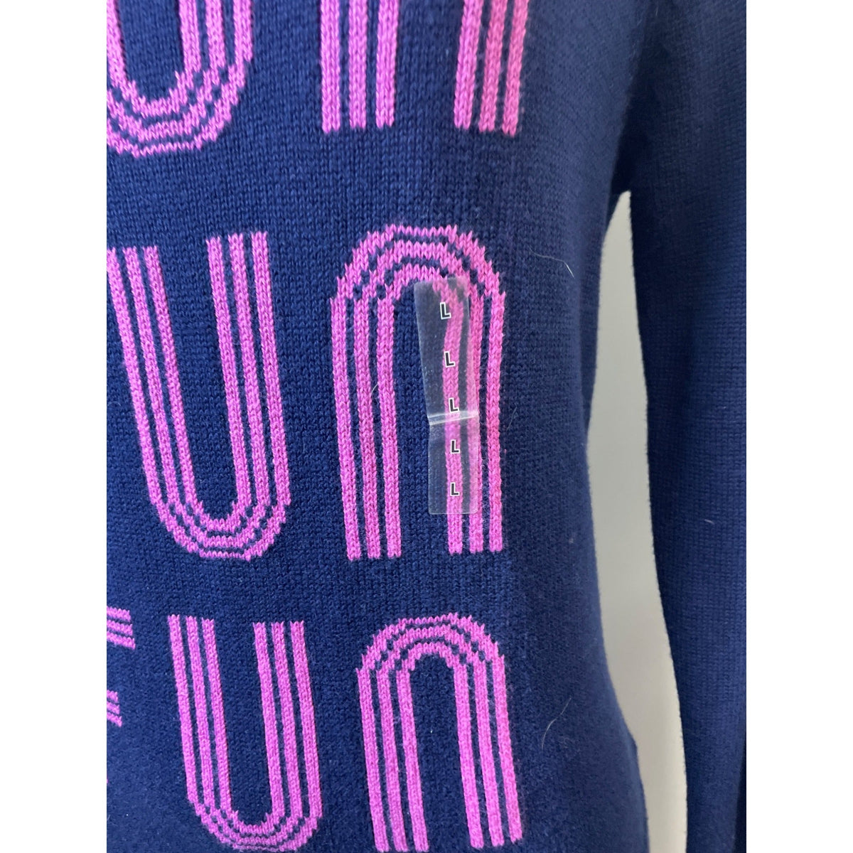 Arizona Jean Women's Navy Blue Fun x3 Graph Log Sleeve Sweatshirt Sz L- NWT