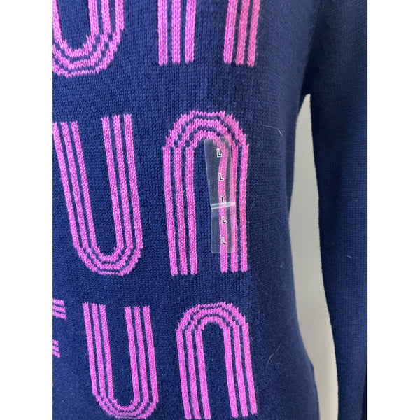 Arizona Jean Women's Navy Blue Fun x3 Graph Log Sleeve Sweatshirt Sz L- NWT