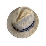Mens Dorfman Pacific Co. Straw Fedora Hat With Black & Beige Striped Band
