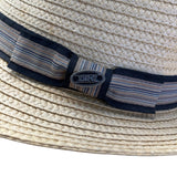 Mens Dorfman Pacific Co. Straw Fedora Hat With Black & Beige Striped Band