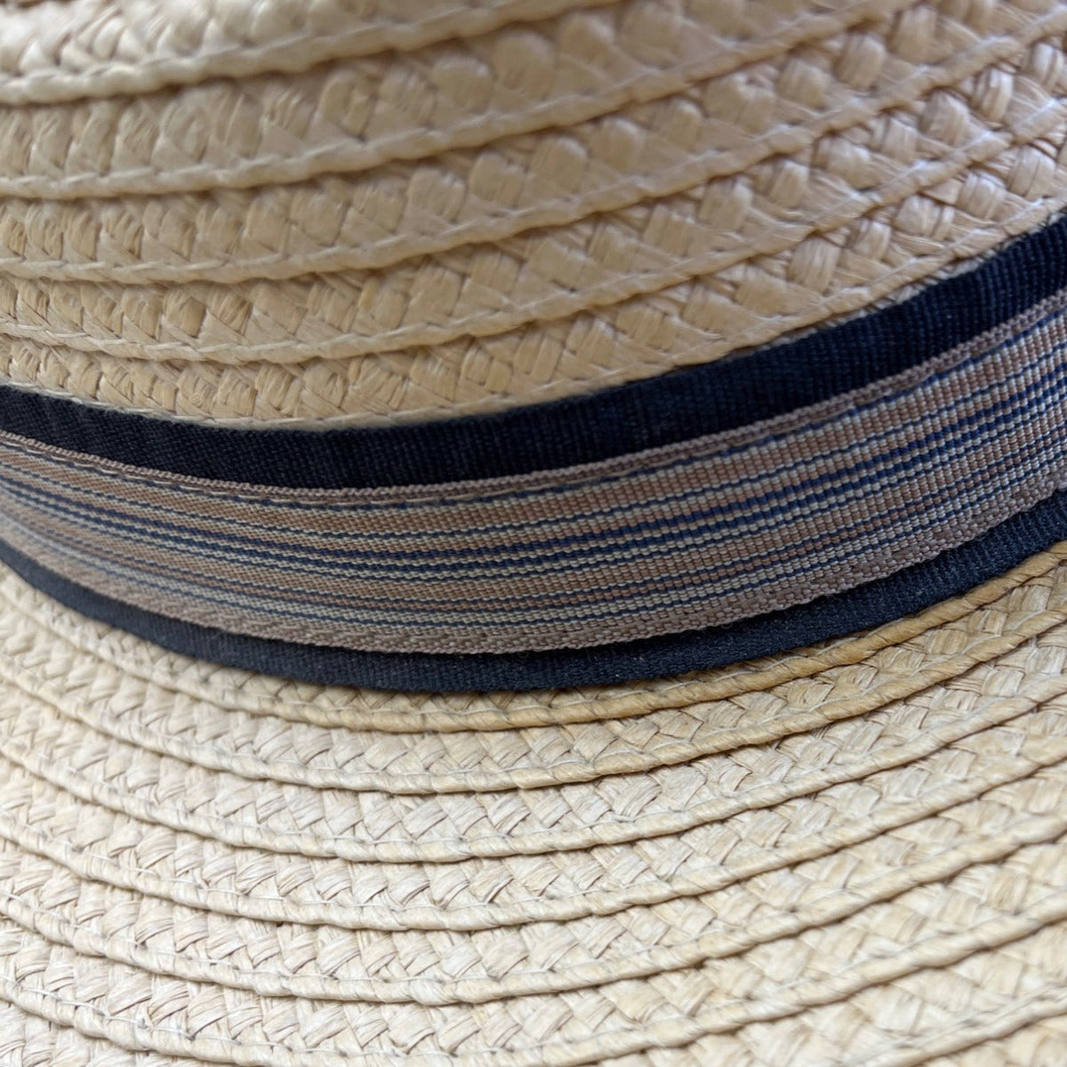 Mens Dorfman Pacific Co. Straw Fedora Hat With Black & Beige Striped Band