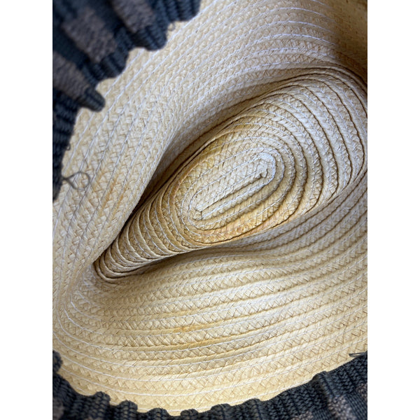 Mens Dorfman Pacific Co. Straw Fedora Hat With Black & Beige Striped Band
