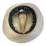 Mens Dorfman Pacific Co. Straw Fedora Hat With Black & Beige Striped Band