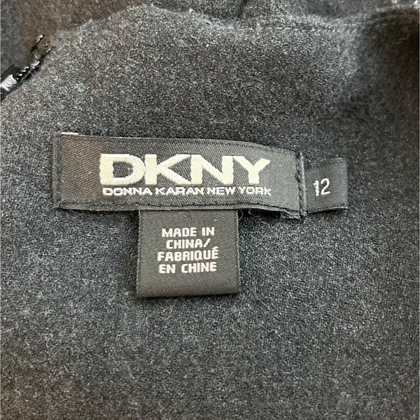 DKNY Womens Sleeveless Wool Dress Black w Studded Neckline Sz 12