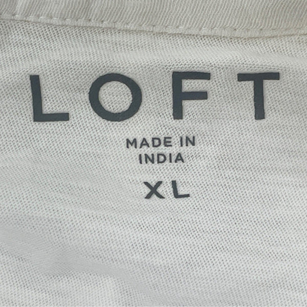Loft Women’s White Long Sleeve Lace Detail Henley Blouse Sz XL - New