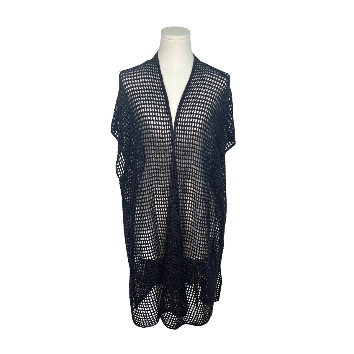 Eileen Fisher Black Open Knit Cardigan Vest XXS/XS Lightweight Size XXS / XS