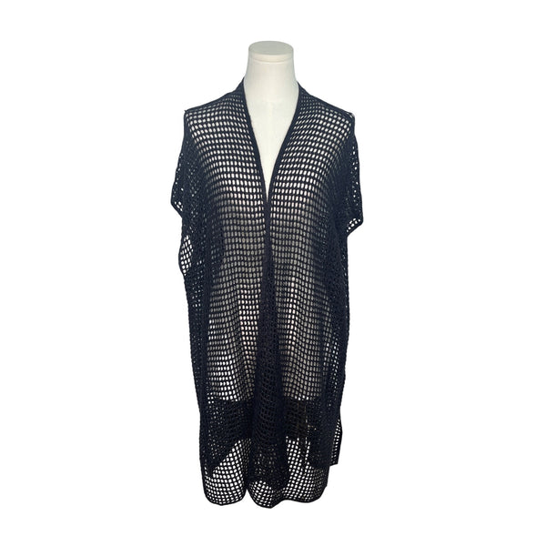 Eileen Fisher Black Open Knit Cardigan Vest XXS/XS Lightweight Size XXS / XS