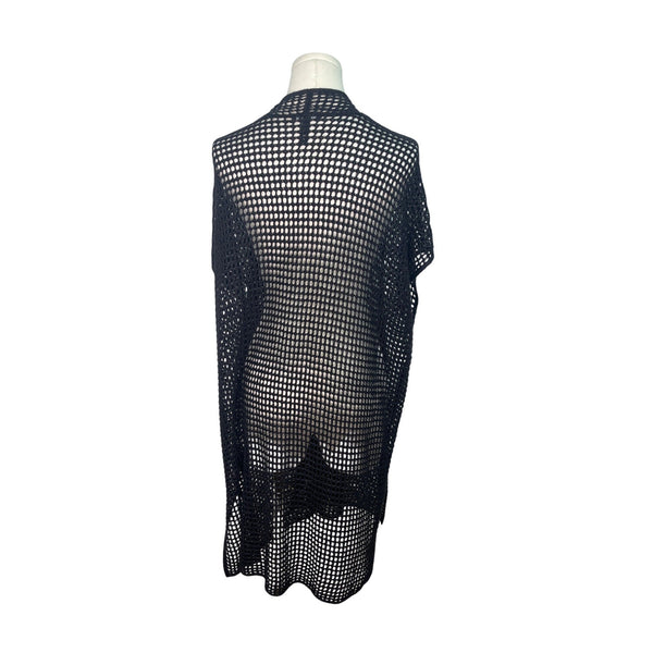 Eileen Fisher Black Open Knit Cardigan Vest XXS/XS Lightweight Size XXS / XS