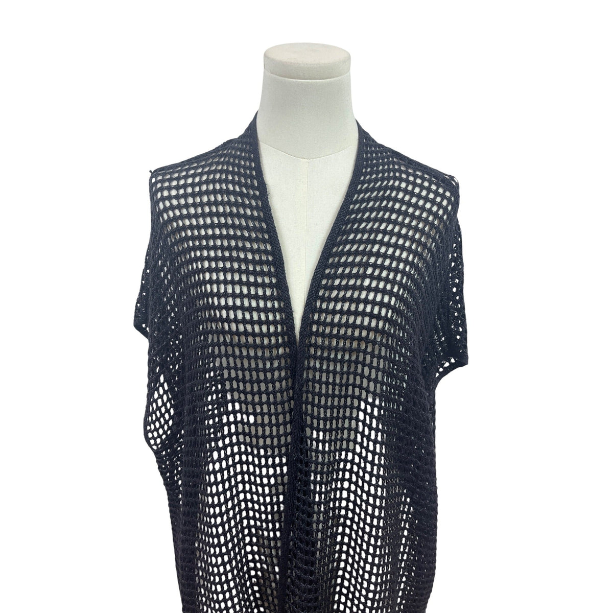Eileen Fisher Black Open Knit Cardigan Vest XXS/XS Lightweight Size XXS / XS