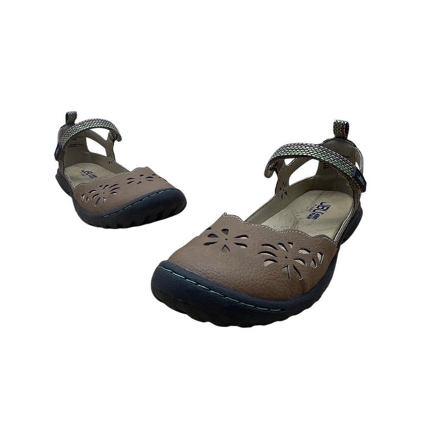 JBU Deep Sea Encore Women’s Oatmeal Brown Daisy Cutout Strap Sandals Size 6.5M