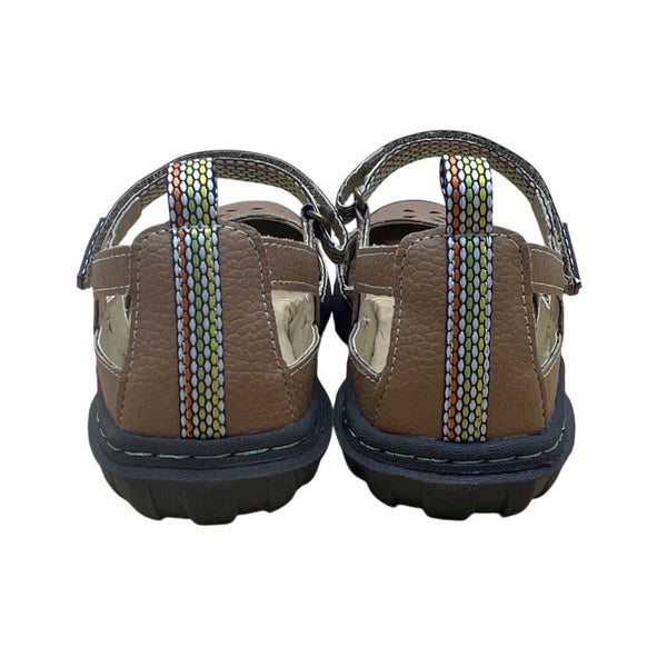JBU Deep Sea Encore Women’s Oatmeal Brown Daisy Cutout Strap Sandals Size 6.5M