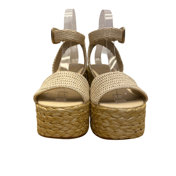 Sam Edelman Women’s Beige Woven With Ankle Strap Platform Wedge Sandals Sz 7.5M