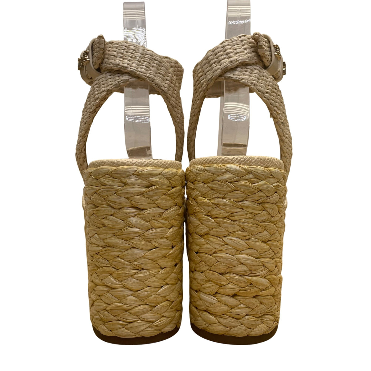 Sam Edelman Women’s Beige Woven With Ankle Strap Platform Wedge Sandals Sz 7.5M