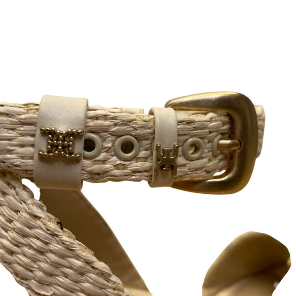 Sam Edelman Women’s Beige Woven With Ankle Strap Platform Wedge Sandals Sz 7.5M