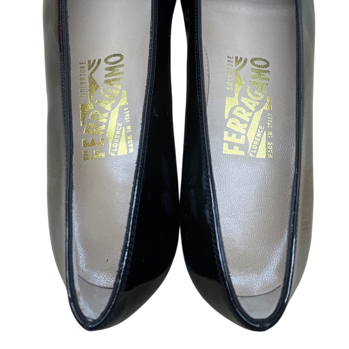 Salvatore Ferragamo Womens Black Patent Leather Silver Buckle Loafers Sz 5.5 B