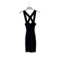 Jack & Jill Womens Black Ribbed Mini Sweater Dress Crossback Straps Stretch Small
