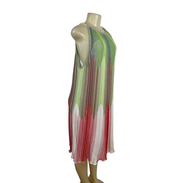 M Missoni Multicolor Sleeveless Knit Midi Dress With Slip Size 46 - New