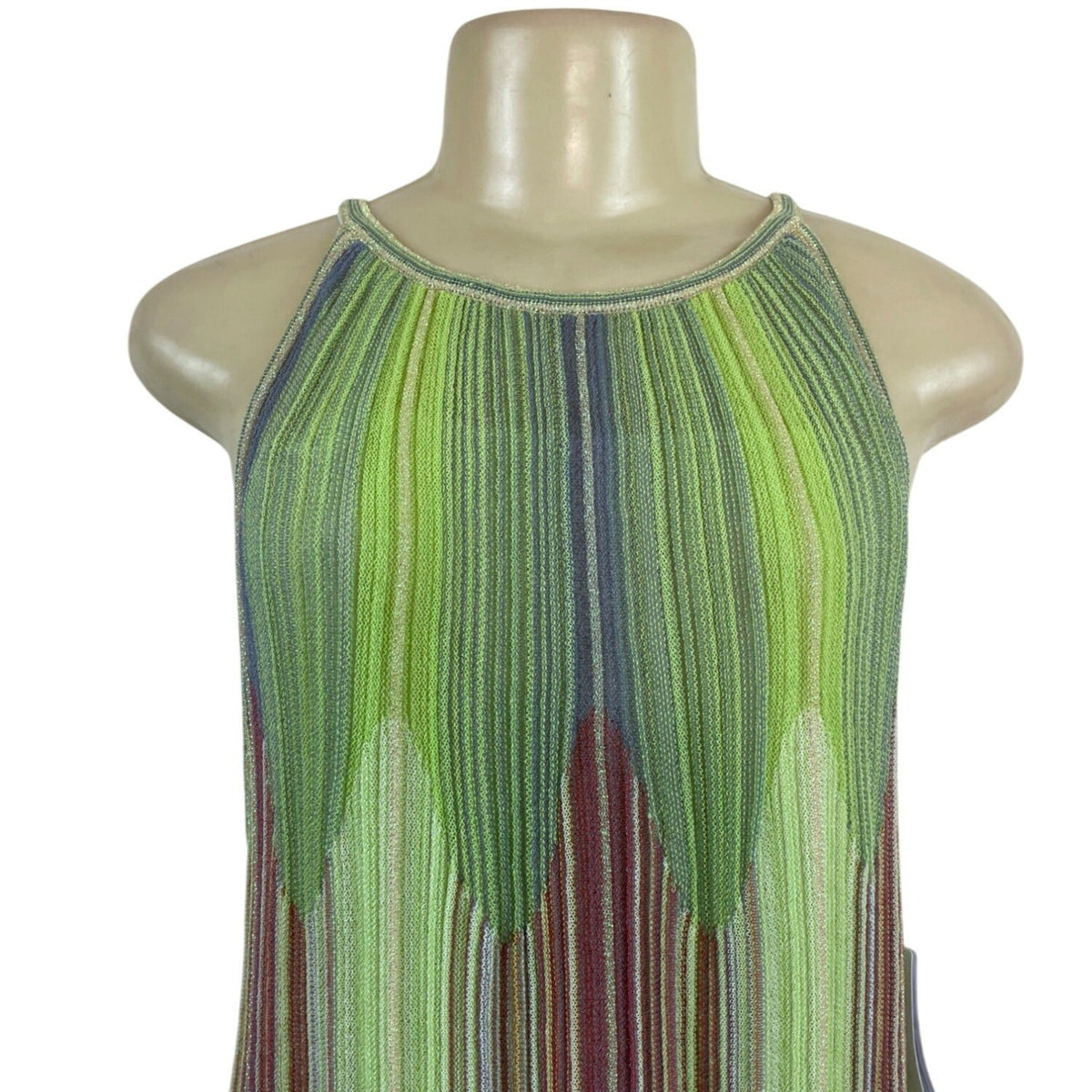 M Missoni Multicolor Sleeveless Knit Midi Dress With Slip Size 46 - New