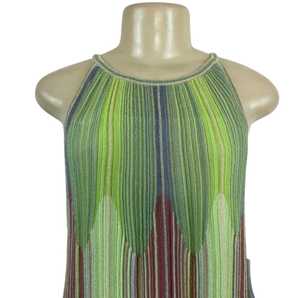 M Missoni Multicolor Sleeveless Knit Midi Dress With Slip Size 46 - New