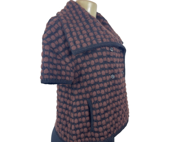 Piazza Sempione Wool Silk Blend Wide Lapel Cardigan Jacket Sz 44 (12 US)