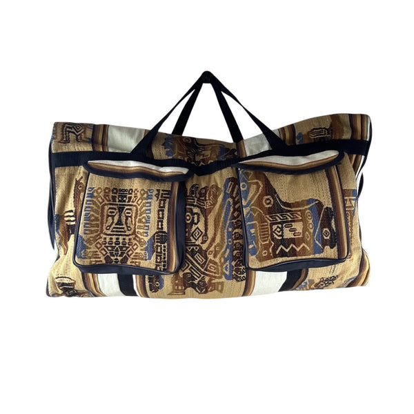 Handcrafted Peruvian Native Shoulder Strap & Multi Zip Pockets Duffel Bag Size L