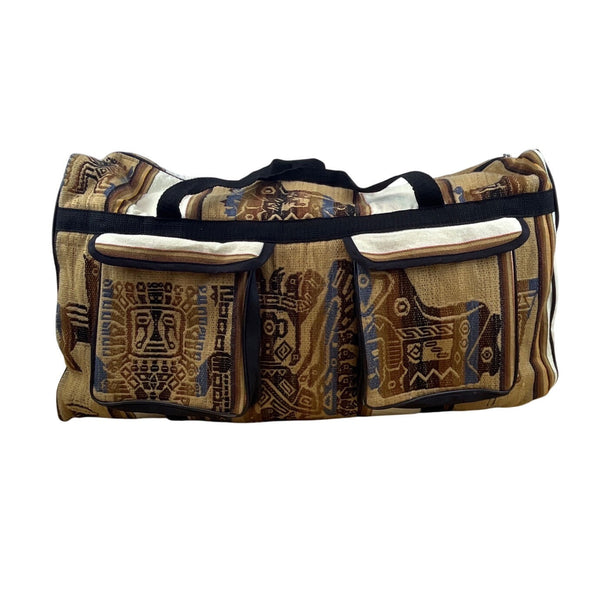 Handcrafted Peruvian Native Shoulder Strap & Multi Zip Pockets Duffel Bag Size L