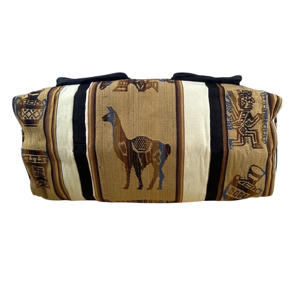 Handcrafted Peruvian Native Shoulder Strap & Multi Zip Pockets Duffel Bag Size L