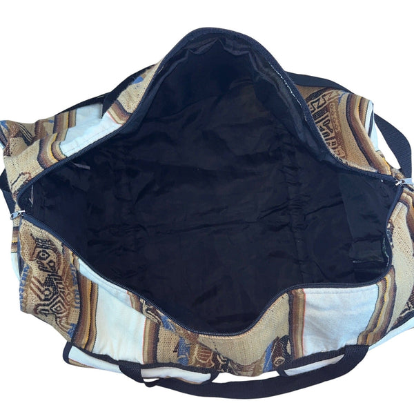 Handcrafted Peruvian Native Shoulder Strap & Multi Zip Pockets Duffel Bag Size L