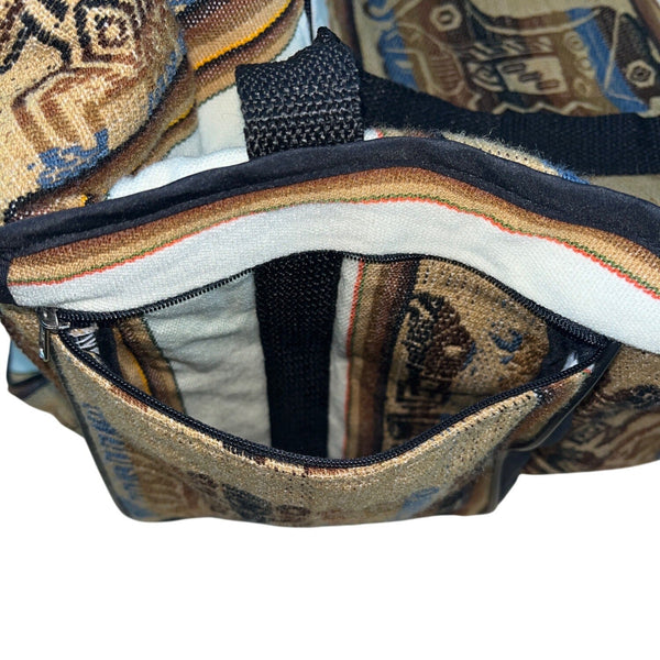Handcrafted Peruvian Native Shoulder Strap & Multi Zip Pockets Duffel Bag Size L