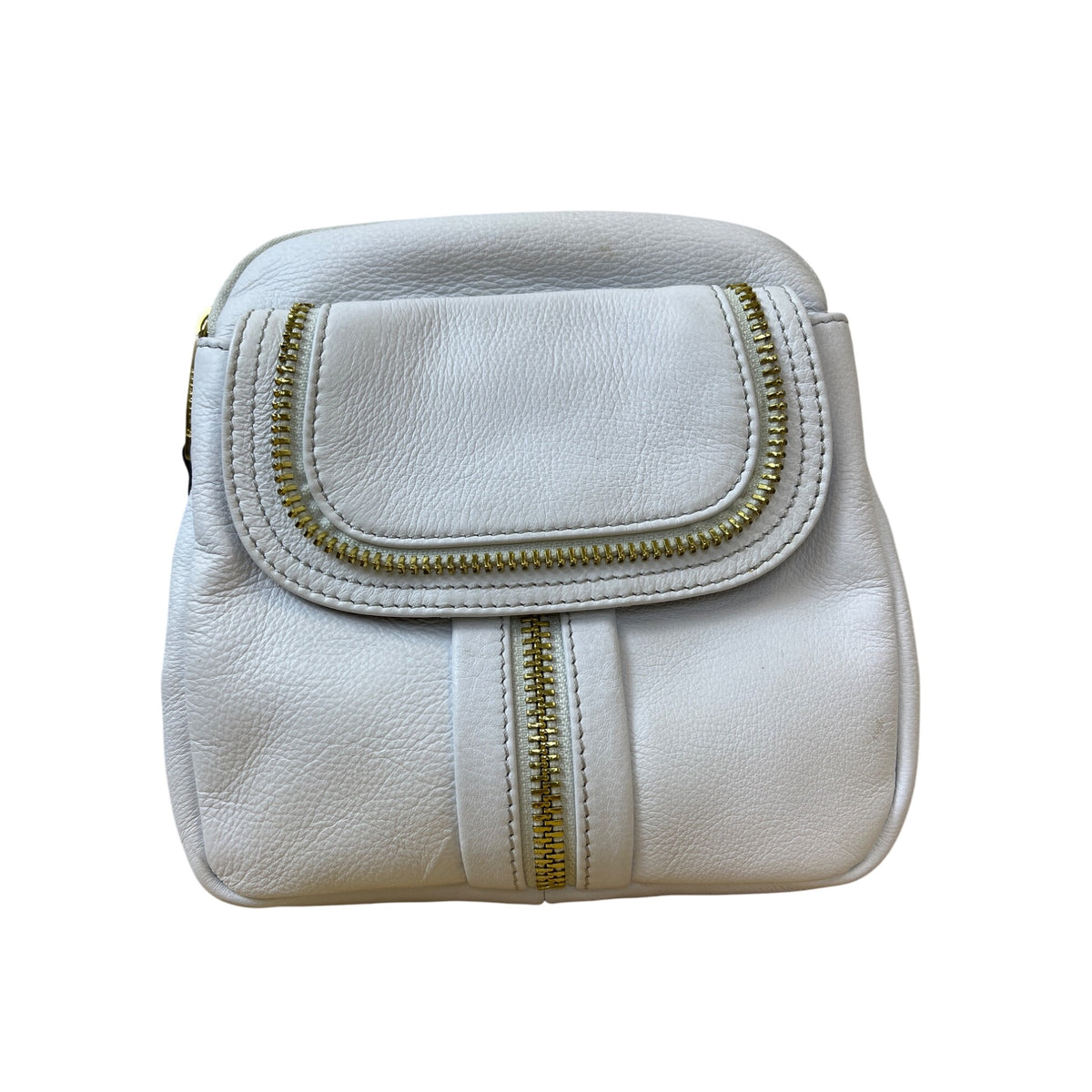BCBGMaxAzria Womens White Genuine Leather Crossbody Bag With Leopard Print Lining