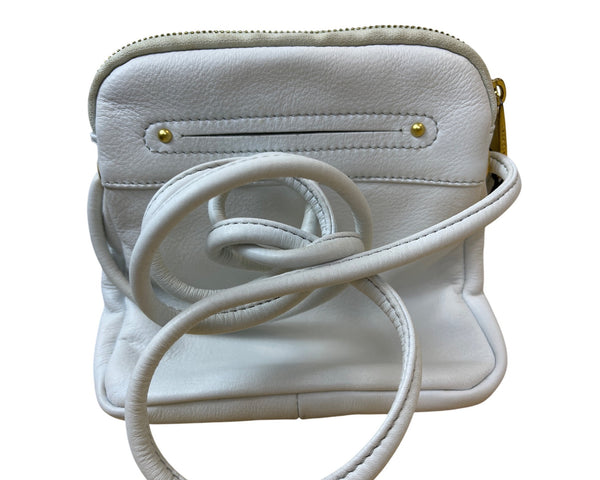 BCBGMaxAzria Womens White Genuine Leather Crossbody Bag With Leopard Print Lining
