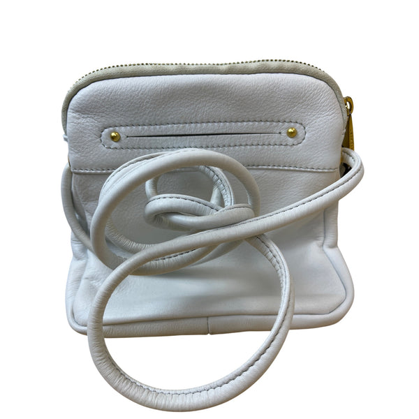 BCBGMaxAzria Womens White Genuine Leather Crossbody Bag With Leopard Print Lining