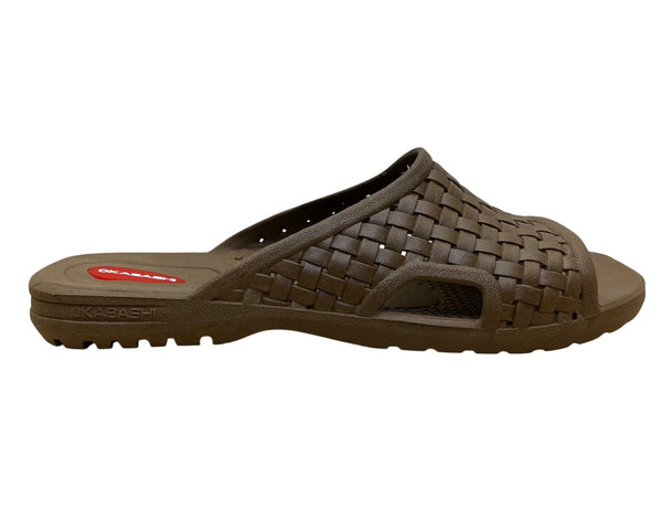 Okabashi Men’s Brown Woven Slip-On Slides Durable Open-Toe Sandals Size XL