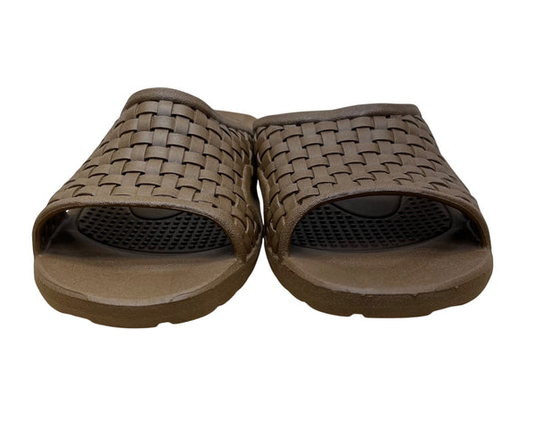 Okabashi Men’s Brown Woven Slip-On Slides Durable Open-Toe Sandals Size XL