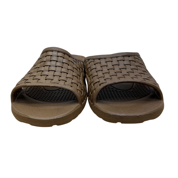 Okabashi Men’s Brown Woven Slip-On Slides Durable Open-Toe Sandals Size XL